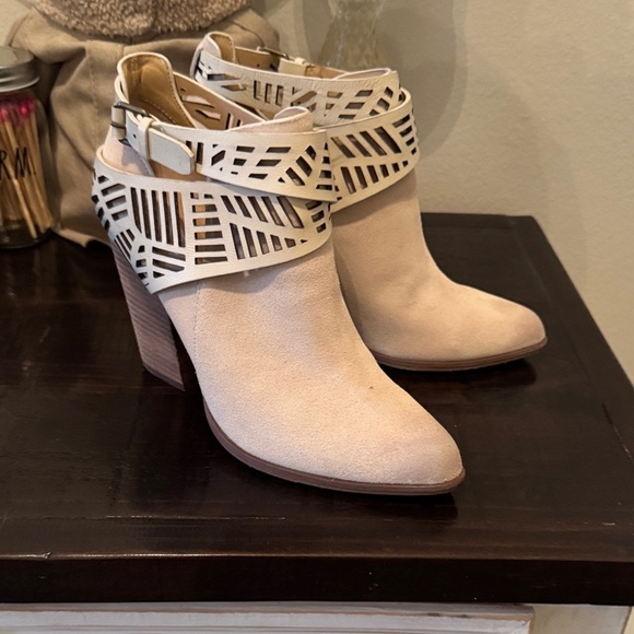 Joe's Jeans Shoes - Joe's Jeans Cream Ankle Boots with Cutout Straps